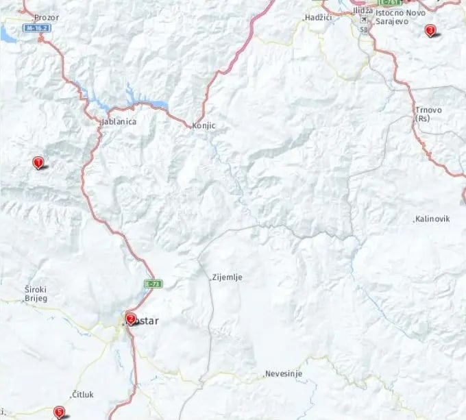 Tour map for Explore Bosnia & Herzegovina - Sarajevo, Mostar & Split Extension