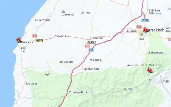 Tour map for Morocco Photography Holiday