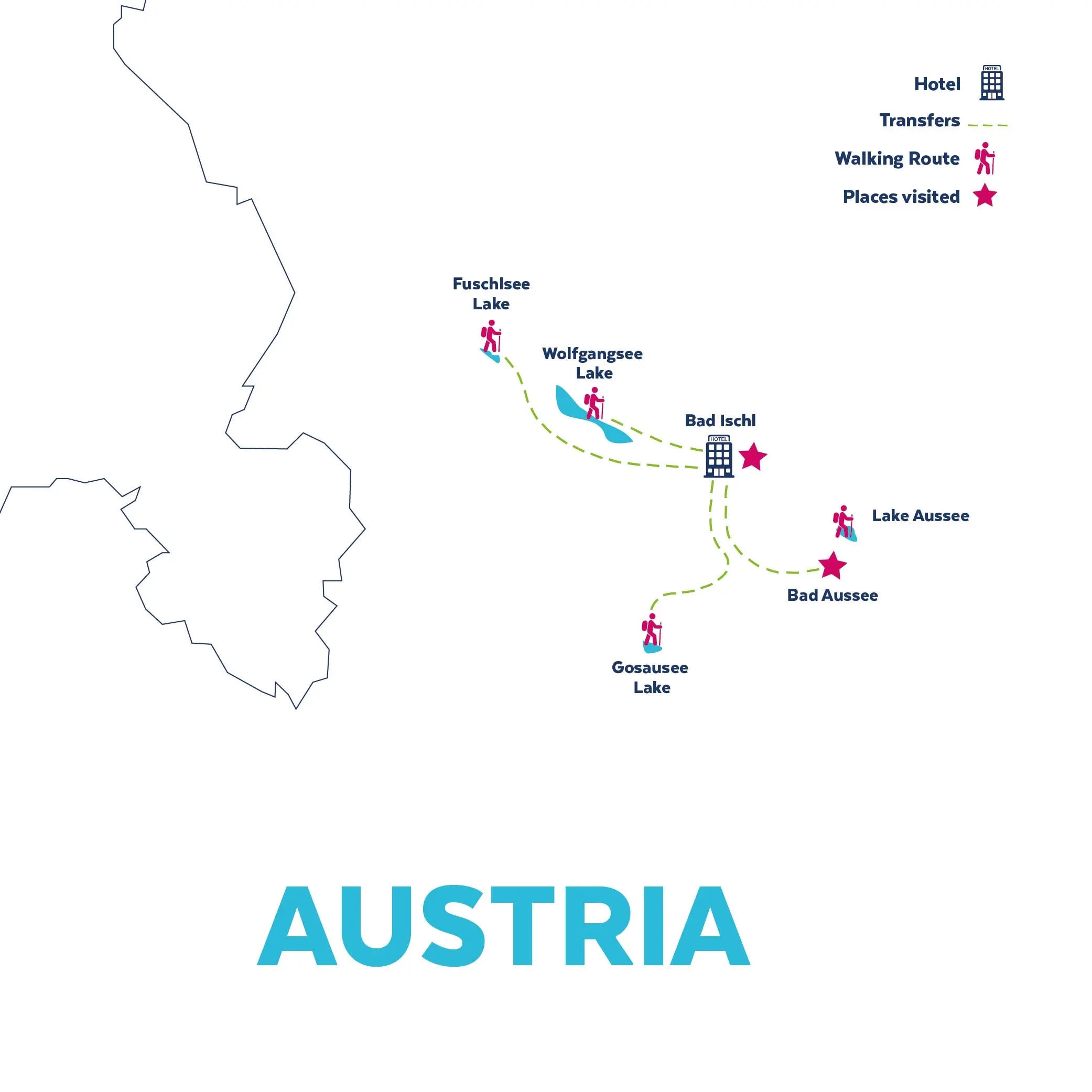 Tour map for Austrian Alps Walking Holiday