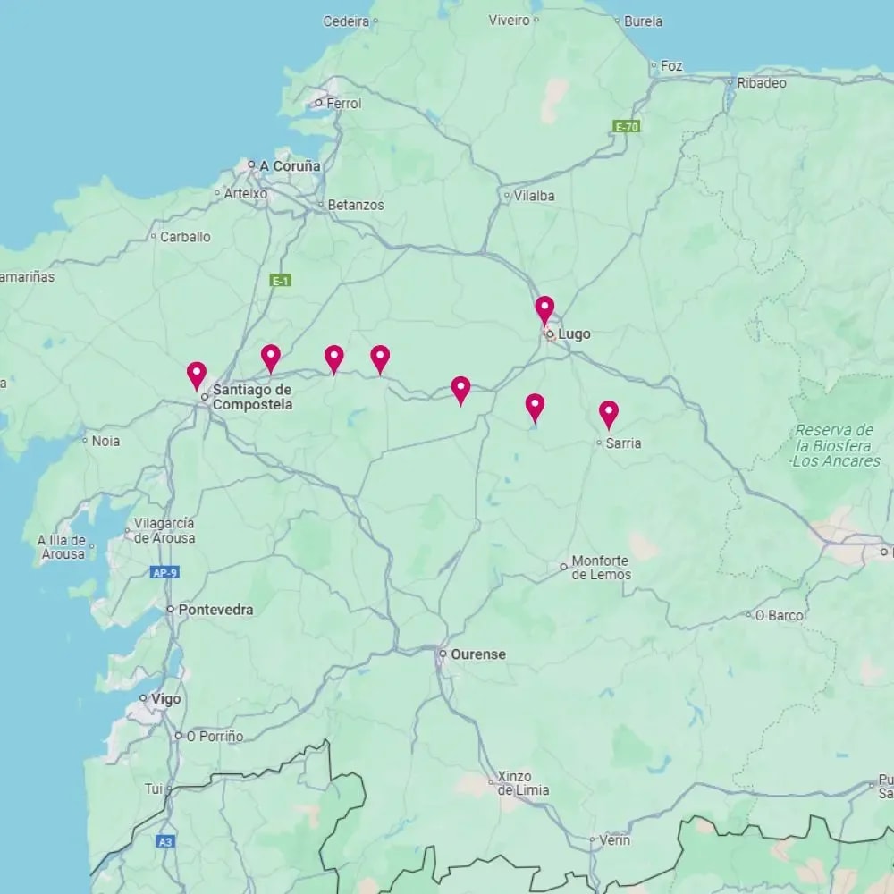 Tour map for Camino de Santiago Walking Holiday – The French Way