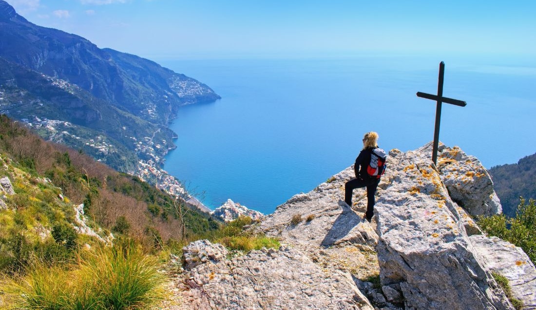 Experience the breathtaking views of the Amalfi Coast on the iconic Path of the Gods hiking trail.