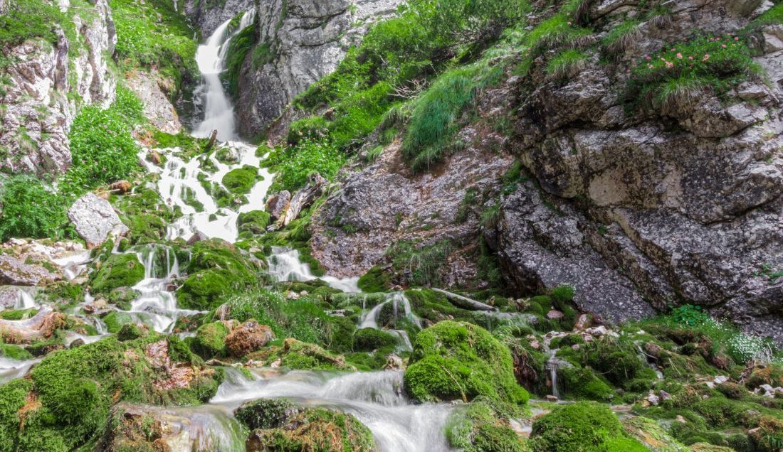 cover the waterfalls of Vallesinella in the Dolomites.