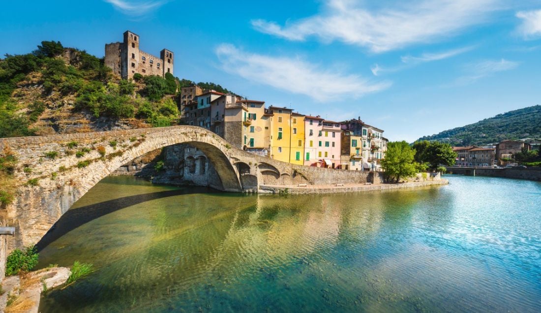 Discover the charm of Dolceacqua in Liguria, with its iconic stone bridge.