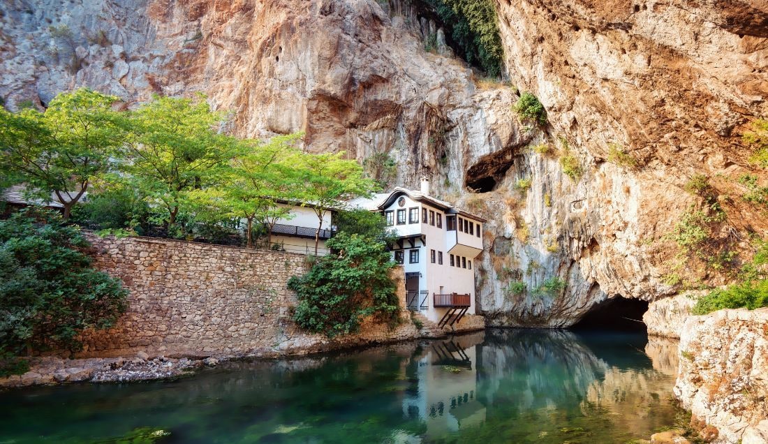 See the Blagaj Tekke monastery built into the cliffs at the source of the Buna River.