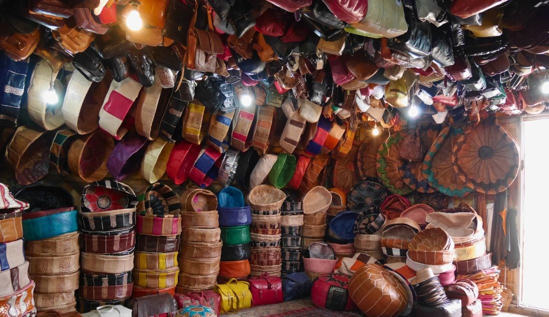 Shop for leather goods in Fez.