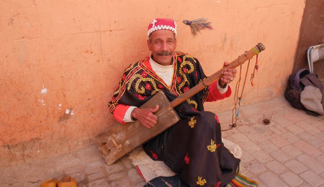 Enjoy the sounds of street musicians in Marrakech.