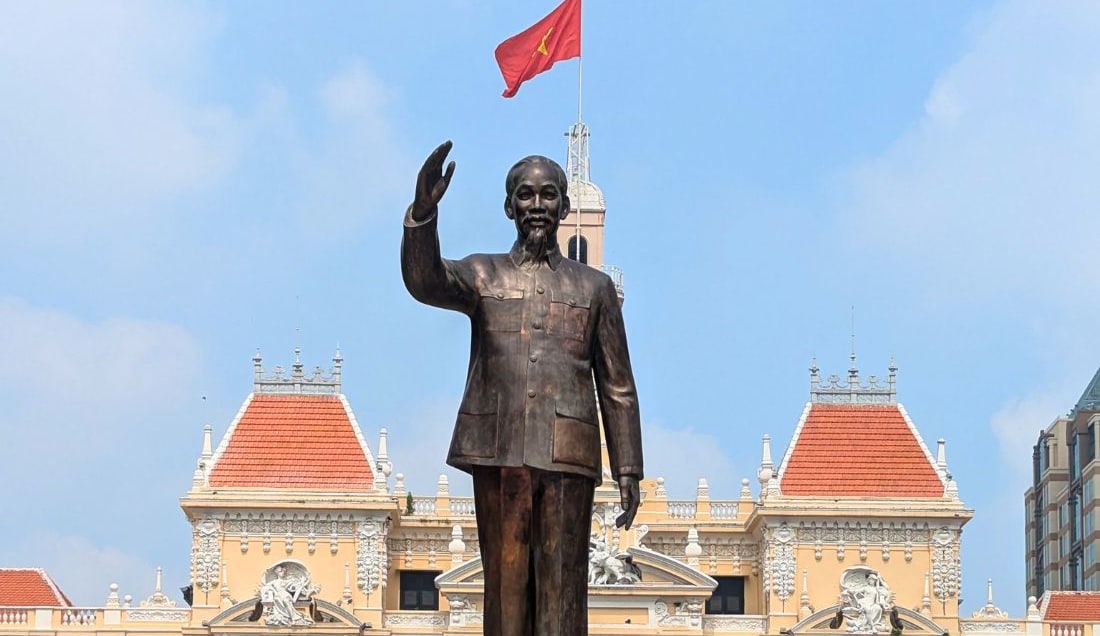 See the Ho Chi Minh statue outside City Hall in Ho Chi Minh City.